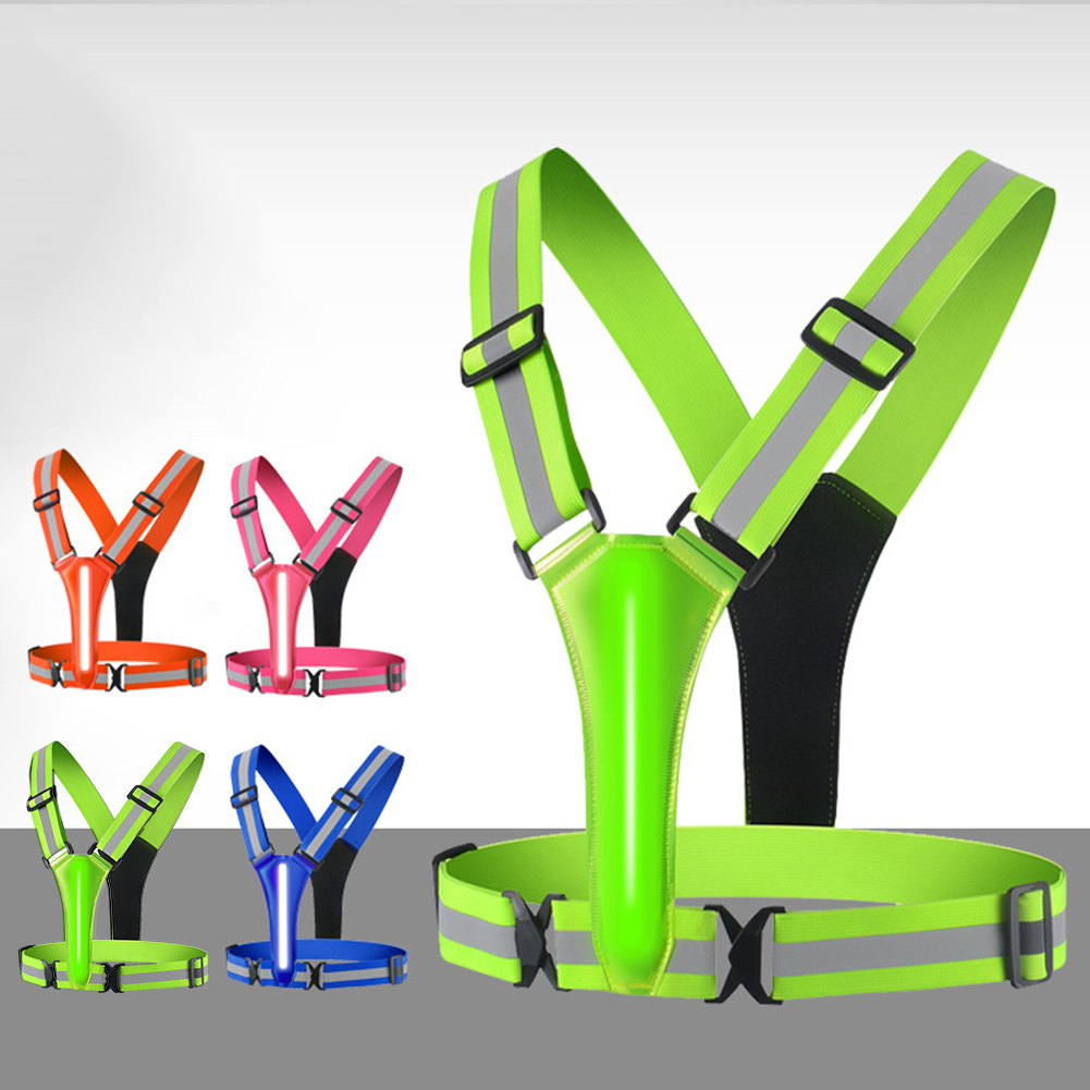 Reflective Vest Cycling - Rompi lari LED USB, dapat diisi