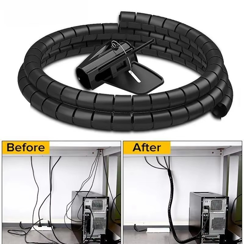 Cable Lock Flexible - Pelindung kabel hitam, penutup lengan kabel