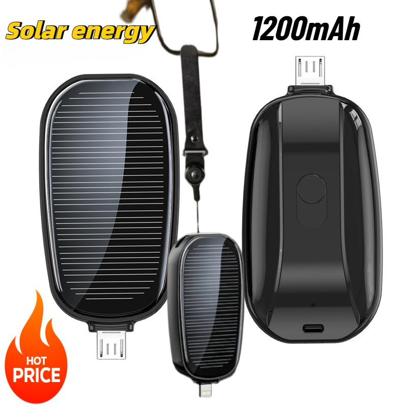 Usb Charger Dynamo - Power Bank Mini Tenaga Surya 1200mAh