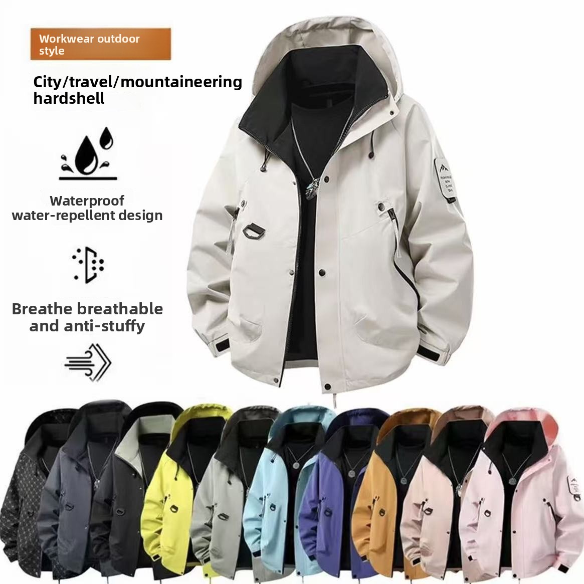 Cycling Rain Jacket Commute - Jas Hujan Unisex UPF50+ untuk Hiking,