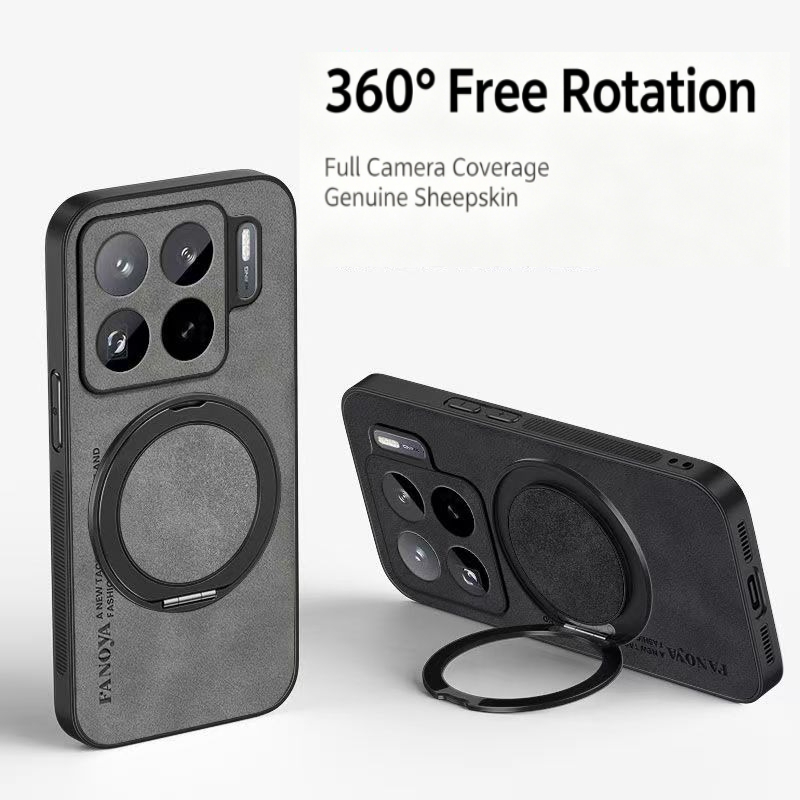 Kickstand Adjustable - Casing Ponsel Kulit PU Kulit Domba