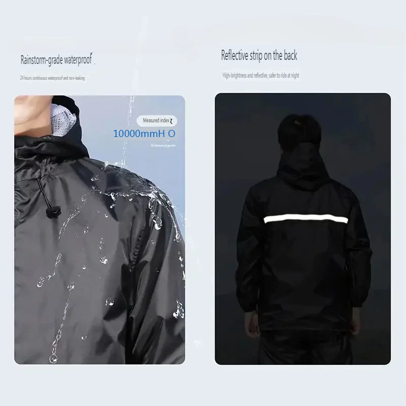 Set Jas Hujan Tipis Musim Pana - Cycling Rain Jacket Commute ulasan dan harga